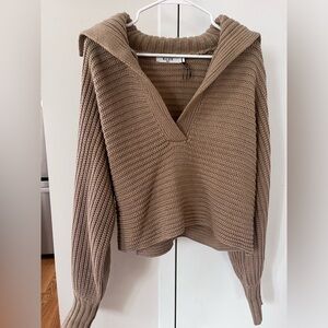 Big collar chunky knitted sweater